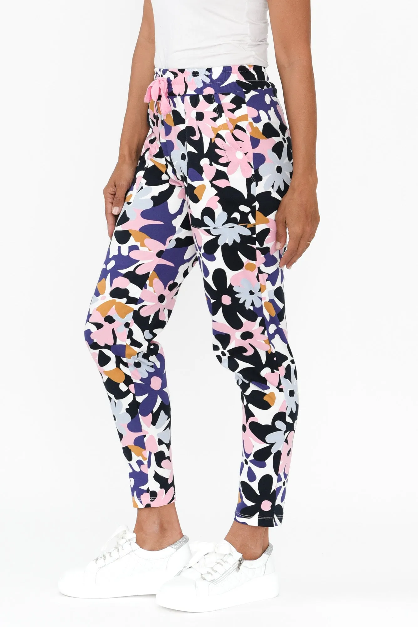 Navy Floral Cotton Lounge Sweatpants sold by Blue Bungalow product image thumbnail 3