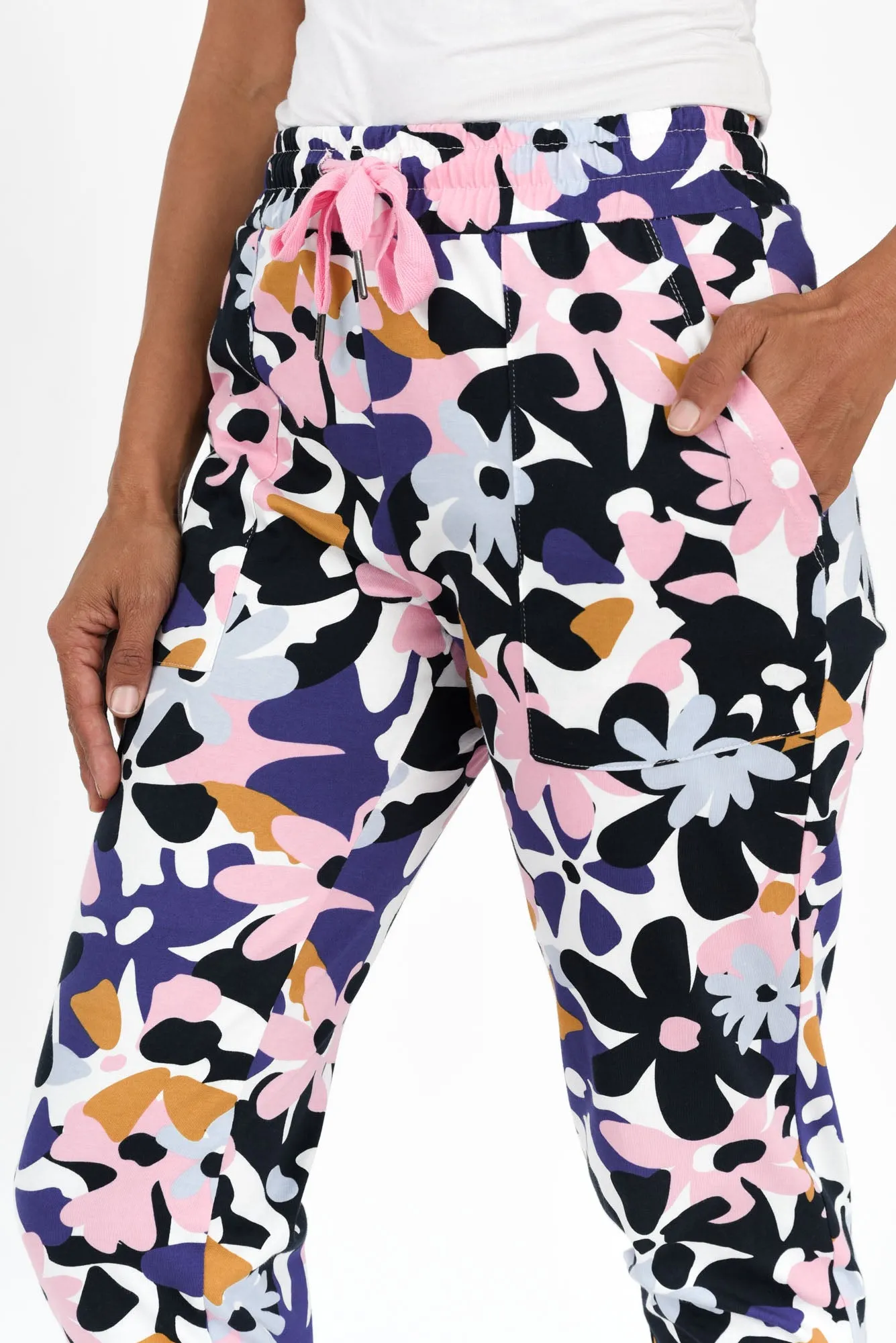 Navy Floral Cotton Lounge Sweatpants sold by Blue Bungalow product image thumbnail 5