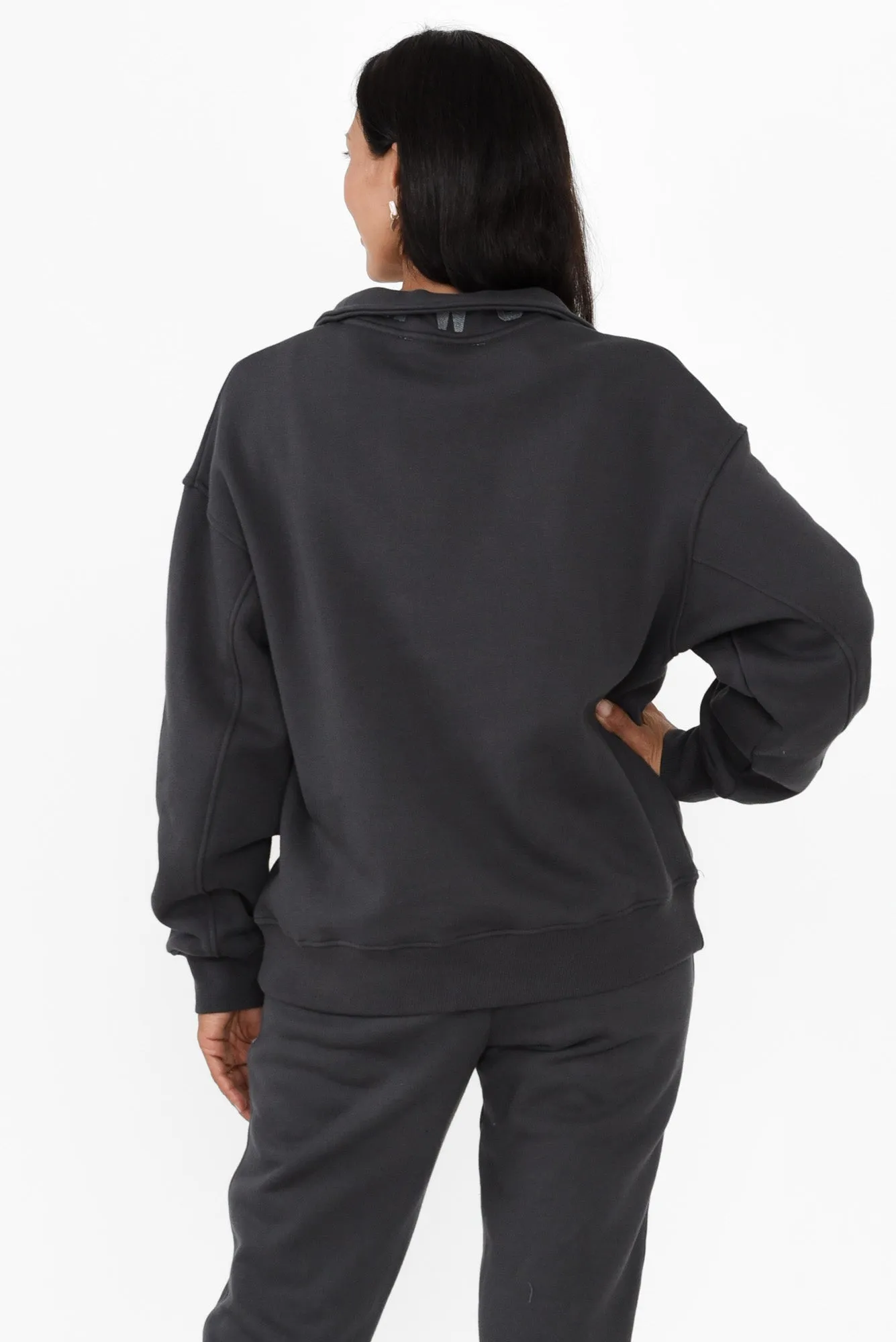 College Charcoal Zip Sweatshirt sold by Blue Bungalow product image thumbnail 4