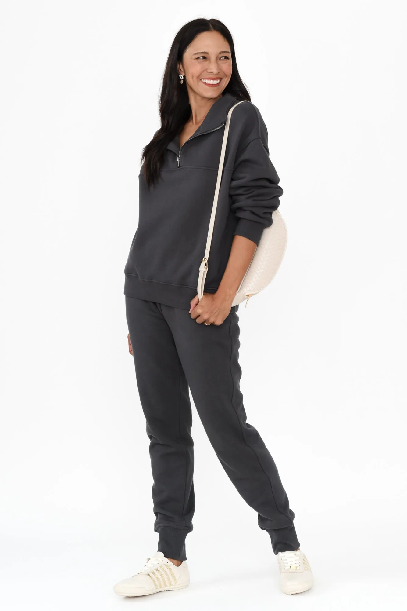 College Charcoal Zip Sweatshirt sold by Blue Bungalow product image thumbnail 2