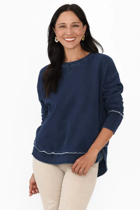 Daily Navy Cotton Crewneck Sweatshirt sold by Blue Bungalow