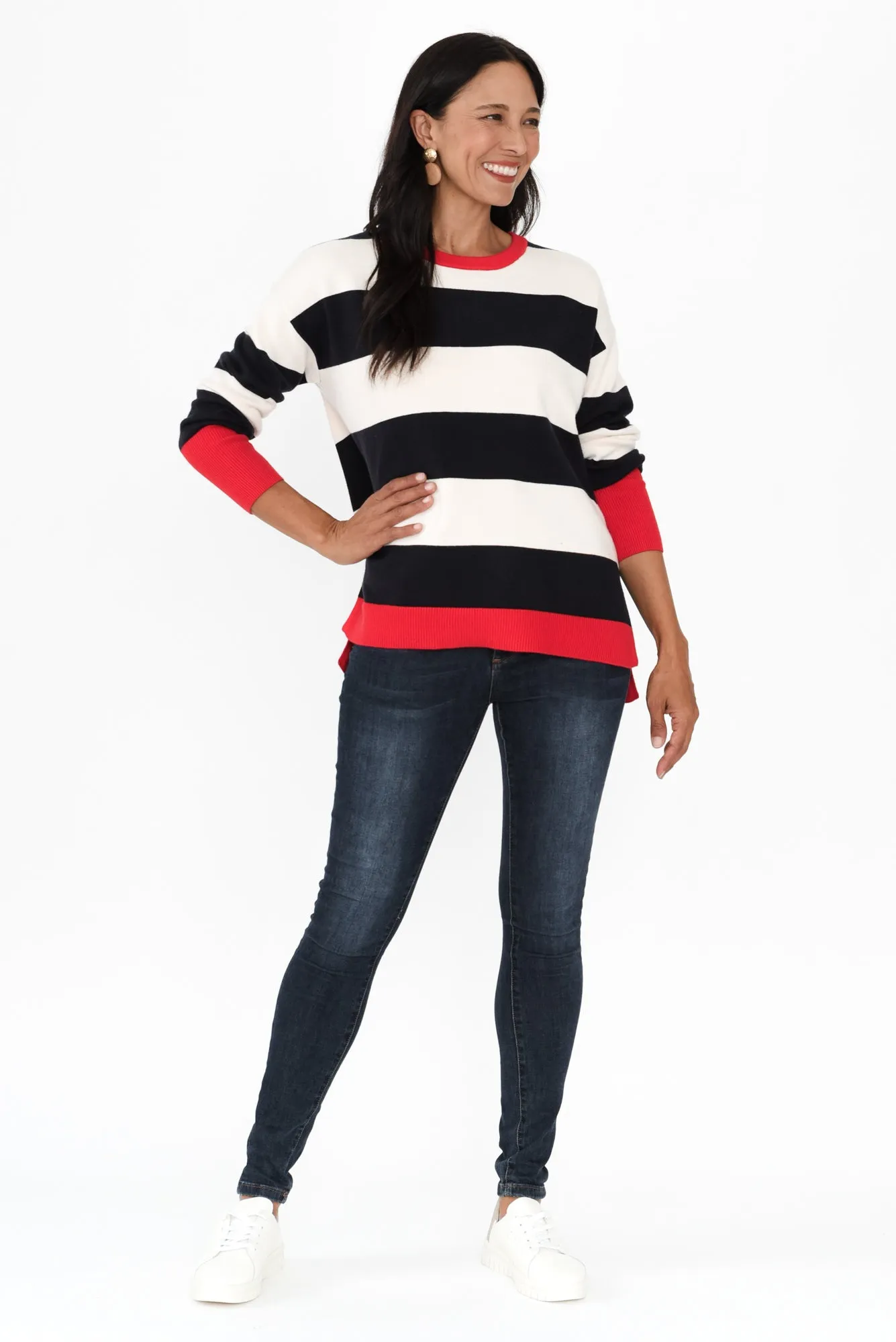 Elvie Navy Stripe Knit Jumper sold by Blue Bungalow product image thumbnail 2