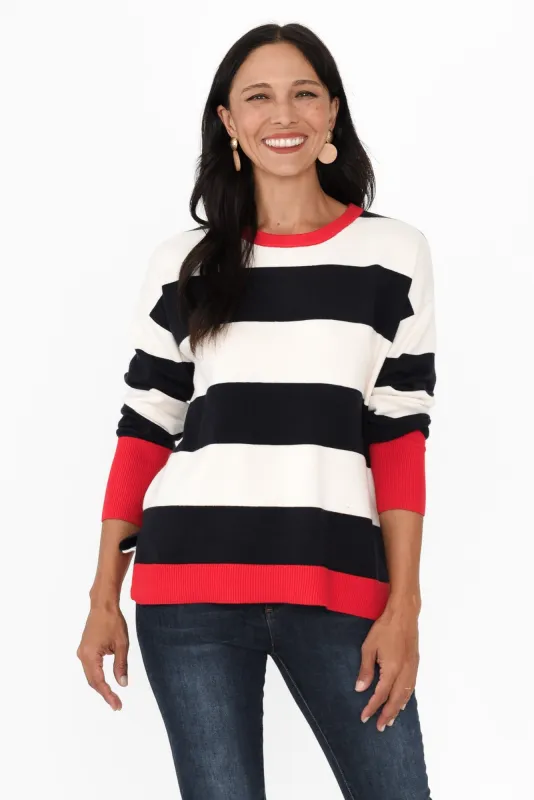 Elvie Navy Stripe Knit Jumper sold by Blue Bungalow