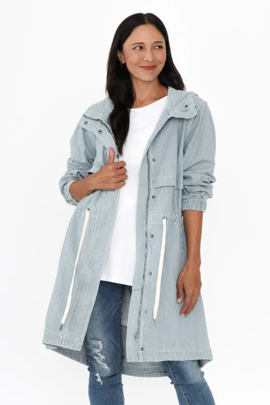 Bennett Blue Stripe Denim Jacket sold by Blue Bungalow