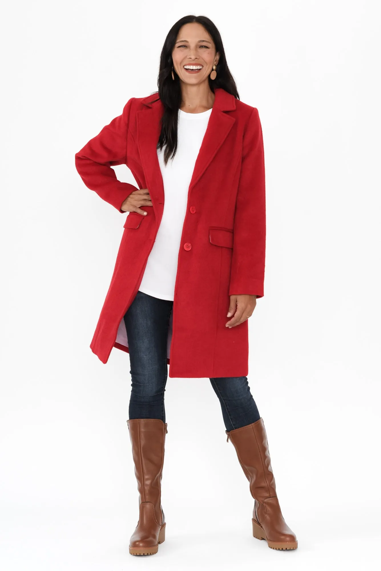 Tamsin Red Felt Pocket Coat sold by Blue Bungalow product image thumbnail 2