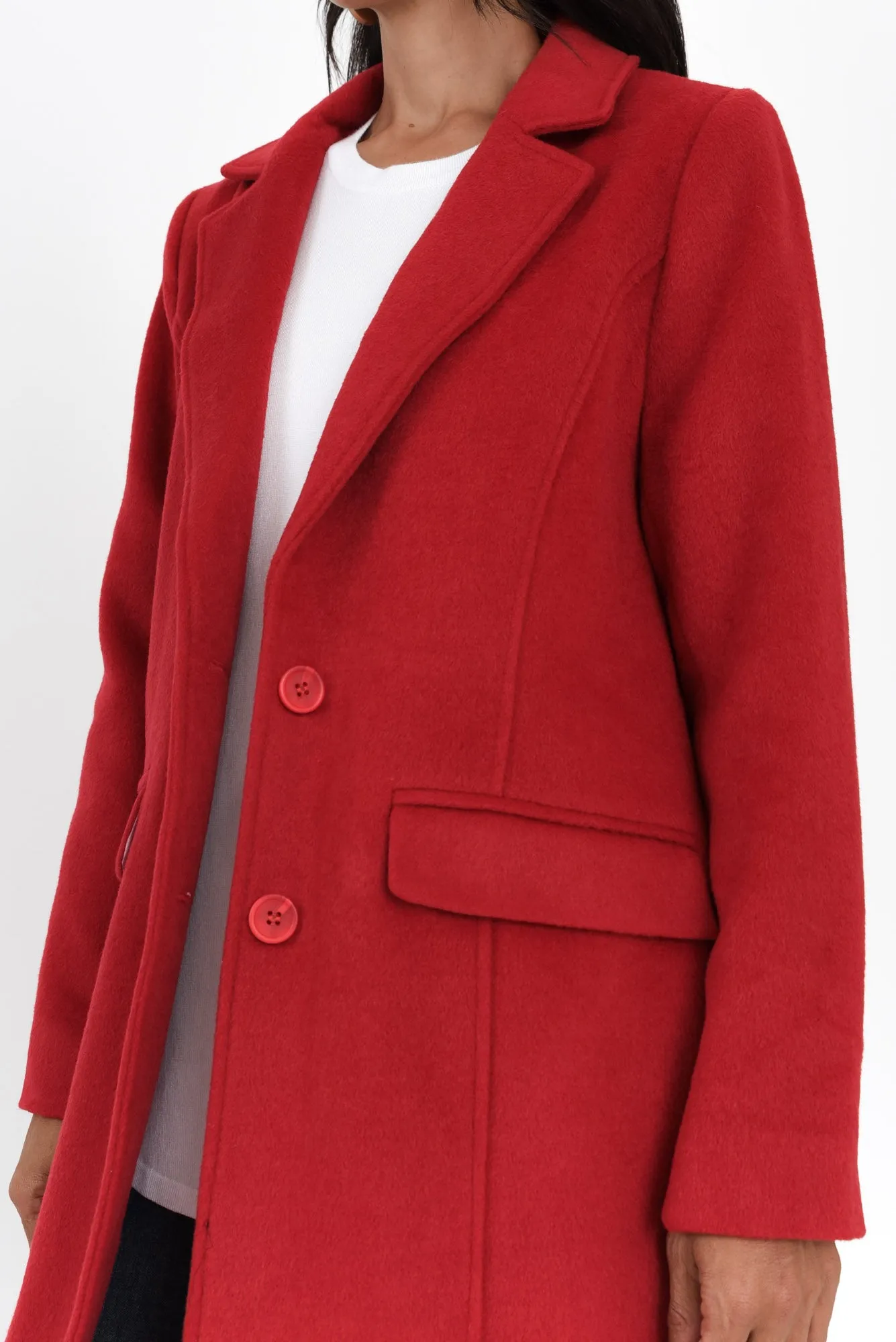Tamsin Red Felt Pocket Coat sold by Blue Bungalow product image thumbnail 3