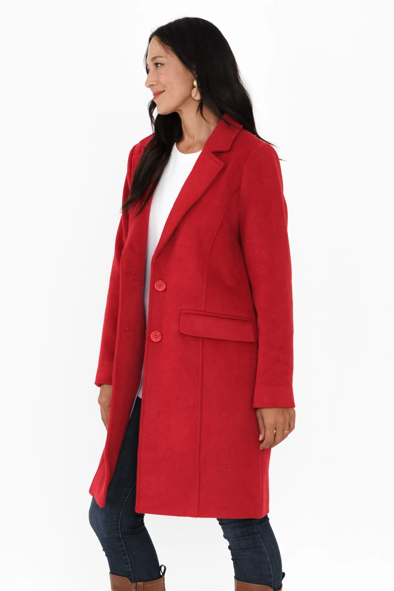 Tamsin Red Felt Pocket Coat sold by Blue Bungalow product image thumbnail 4