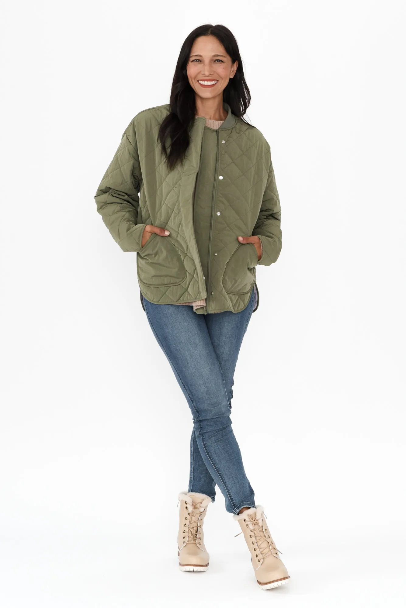 Miley Khaki Quilted Jacket sold by Blue Bungalow product image thumbnail 2
