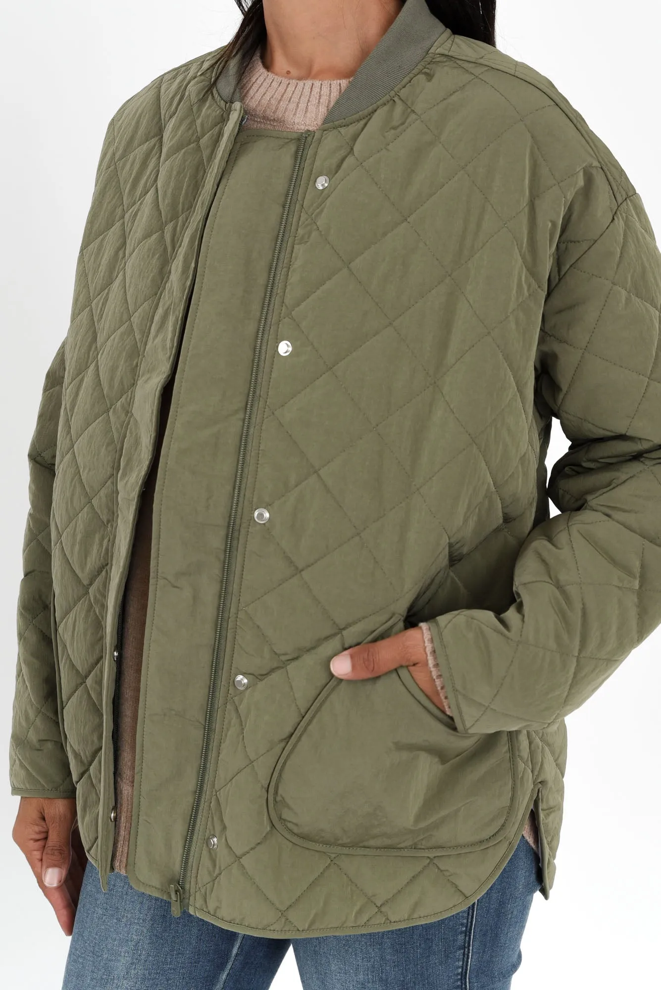 Miley Khaki Quilted Jacket sold by Blue Bungalow product image thumbnail 5