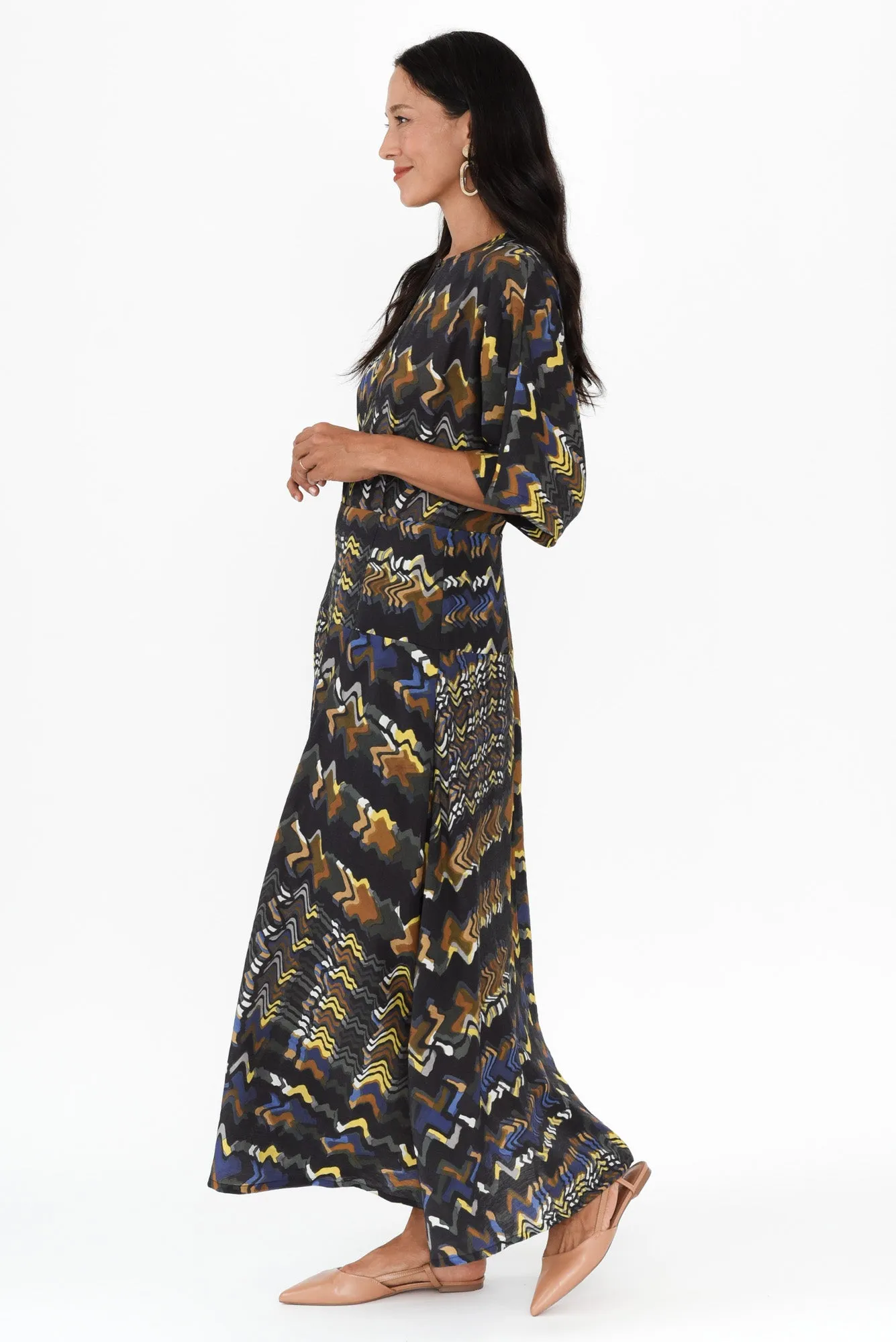 Kolide Navy Abstract Midi Dress sold by Blue Bungalow product image thumbnail 3