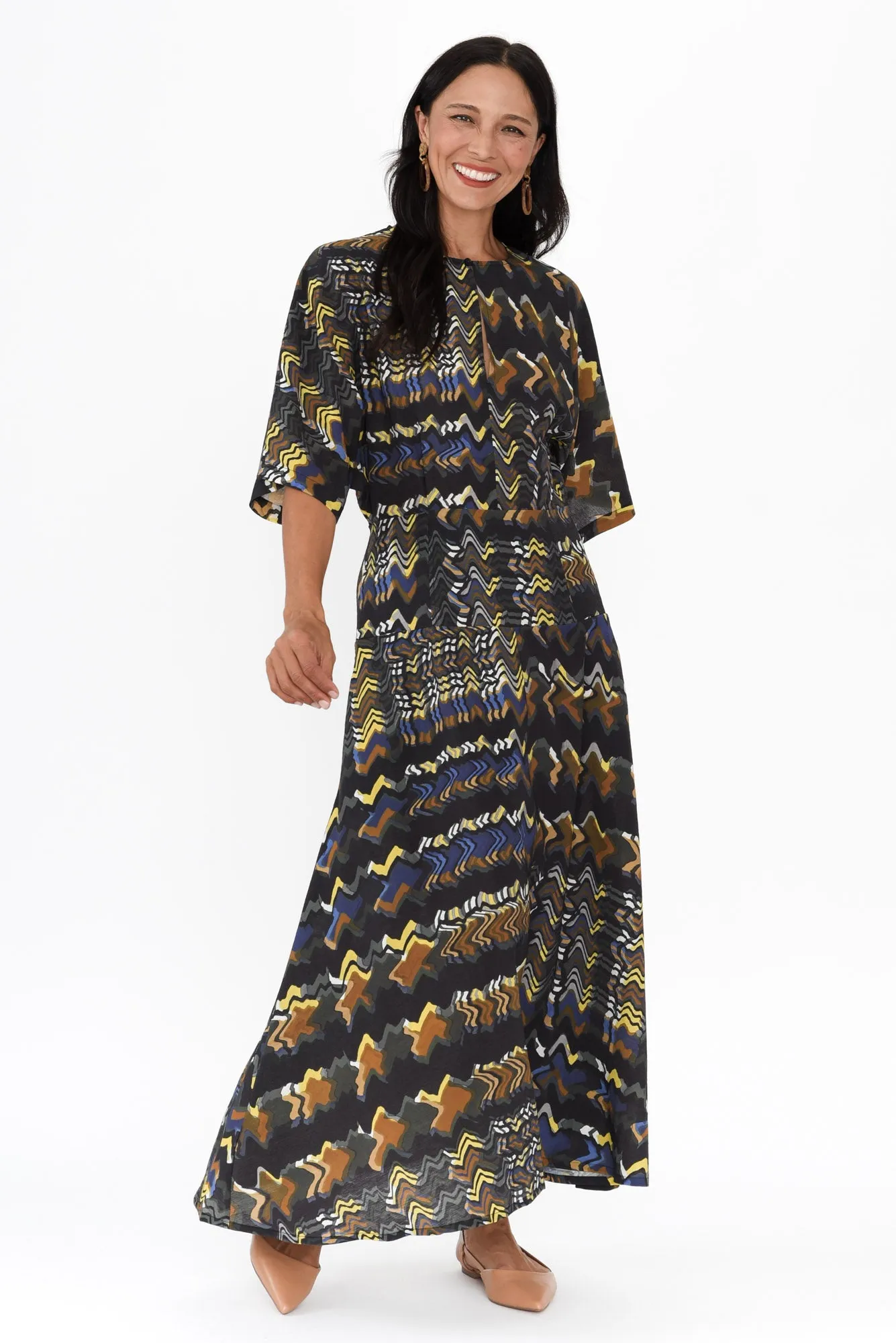 Kolide Navy Abstract Midi Dress sold by Blue Bungalow product image thumbnail 2