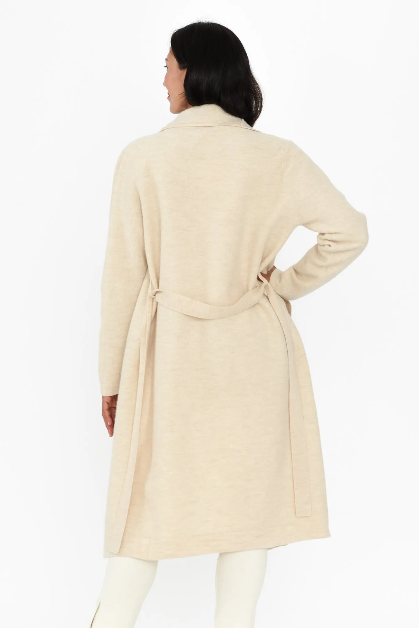 Ruben Beige Merino Wool Tie Coat sold by Blue Bungalow product image thumbnail 4