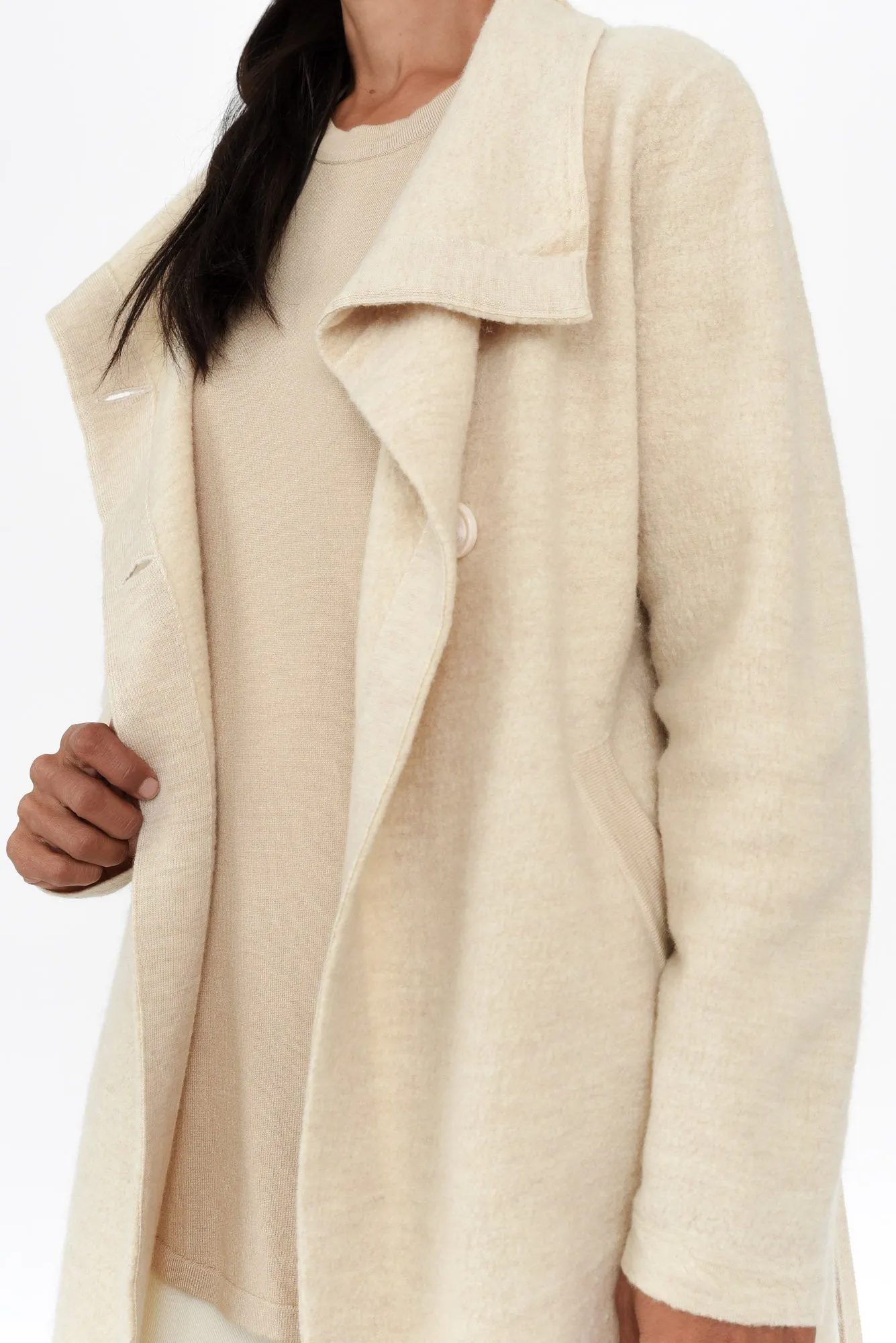 Ruben Beige Merino Wool Tie Coat sold by Blue Bungalow product image thumbnail 5