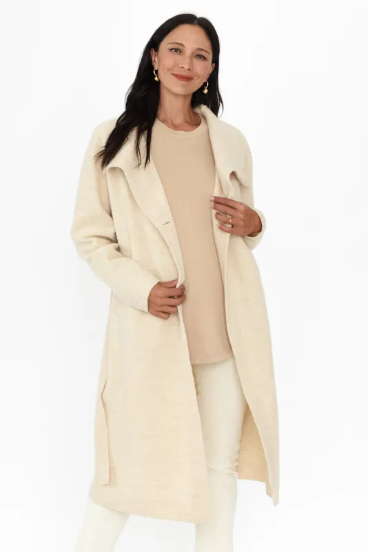 Ruben Beige Merino Wool Tie Coat sold by Blue Bungalow