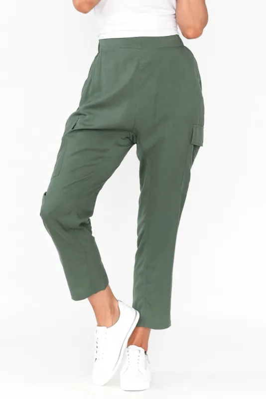 Caylee Emerald Lyocell Cargo Pants sold by Blue Bungalow