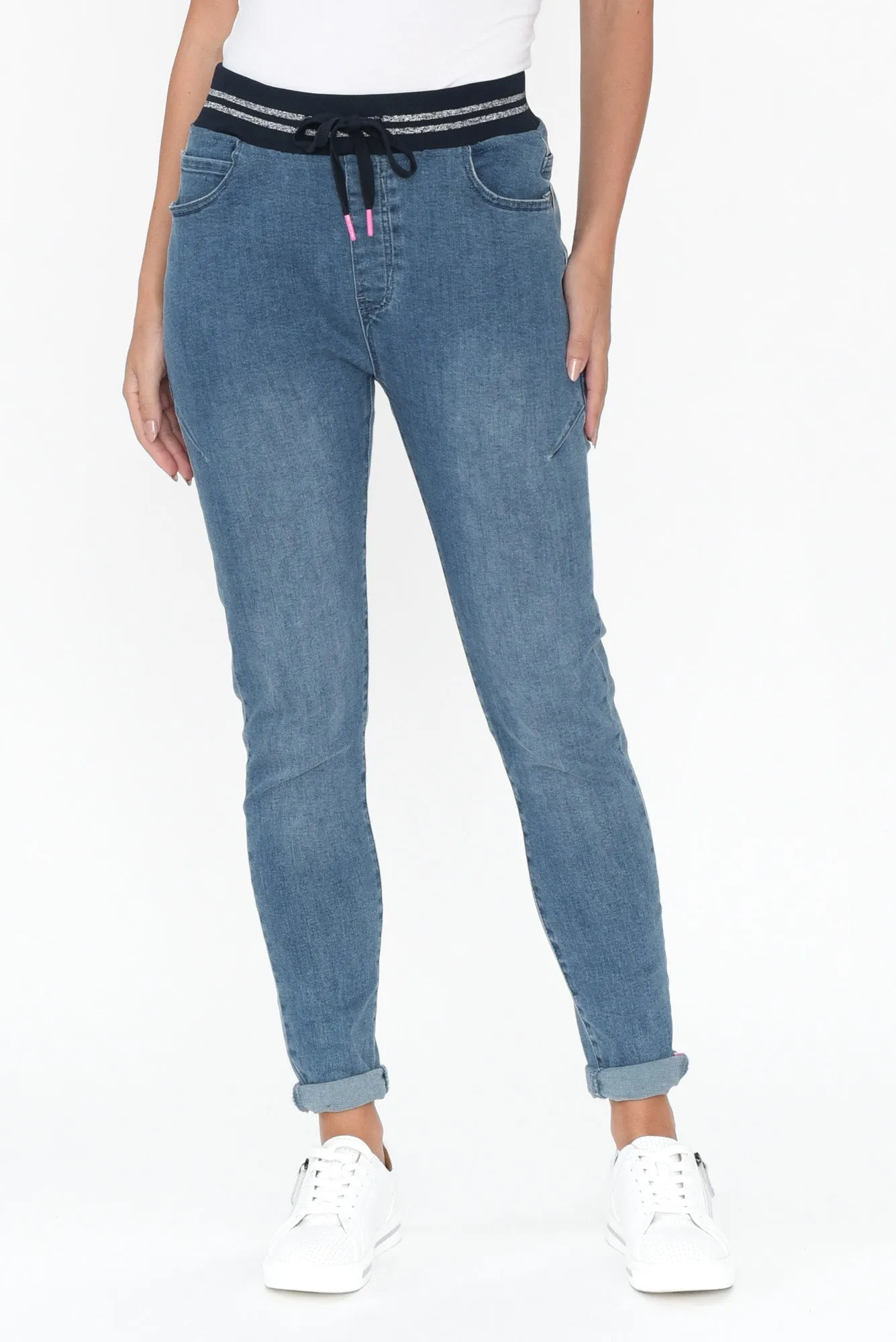 Melody Blue Denim Drawstring Jeans sold by Blue Bungalow
