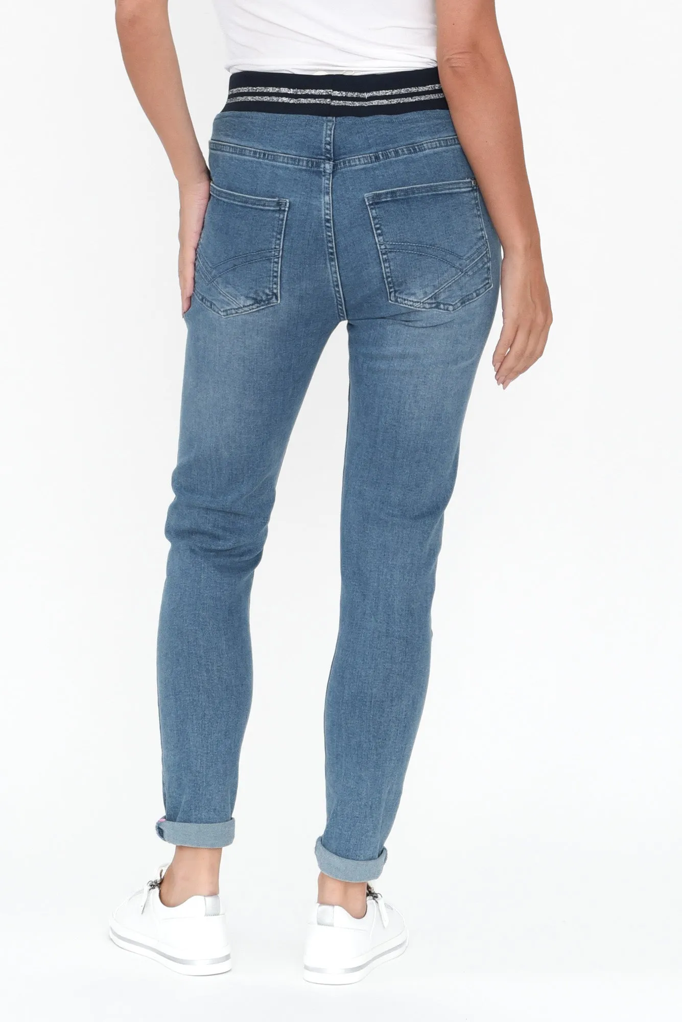 Melody Blue Denim Drawstring Jeans sold by Blue Bungalow product image thumbnail 4