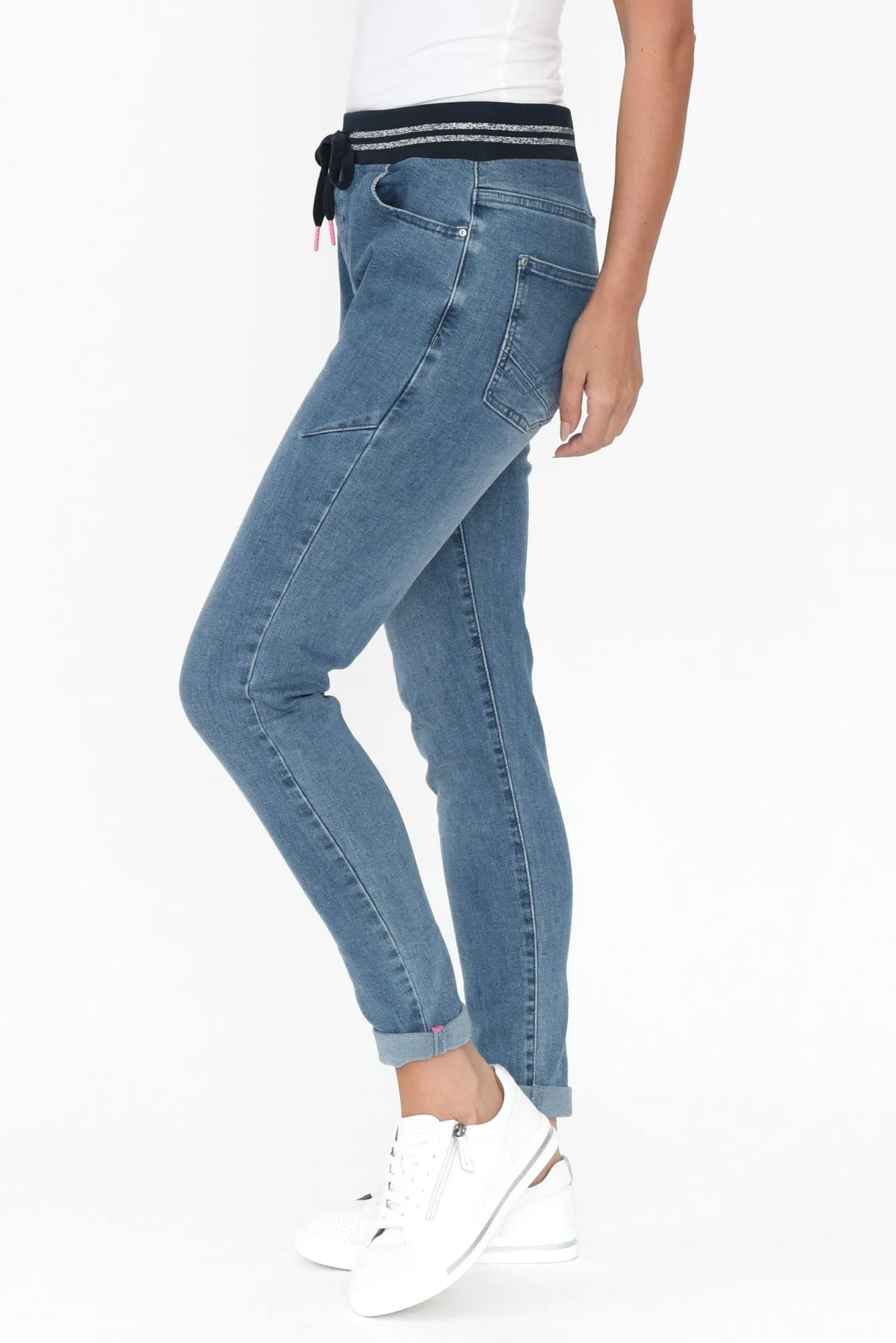 Melody Blue Denim Drawstring Jeans sold by Blue Bungalow product image thumbnail 3