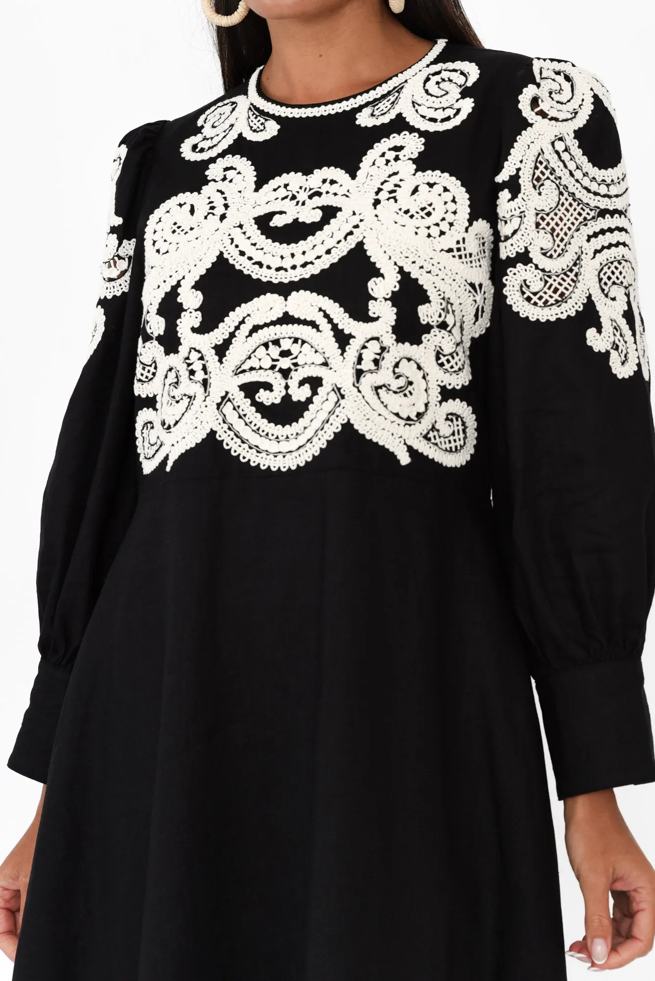 Danbury Black Embroidered Cotton Dress sold by Blue Bungalow product image thumbnail 5