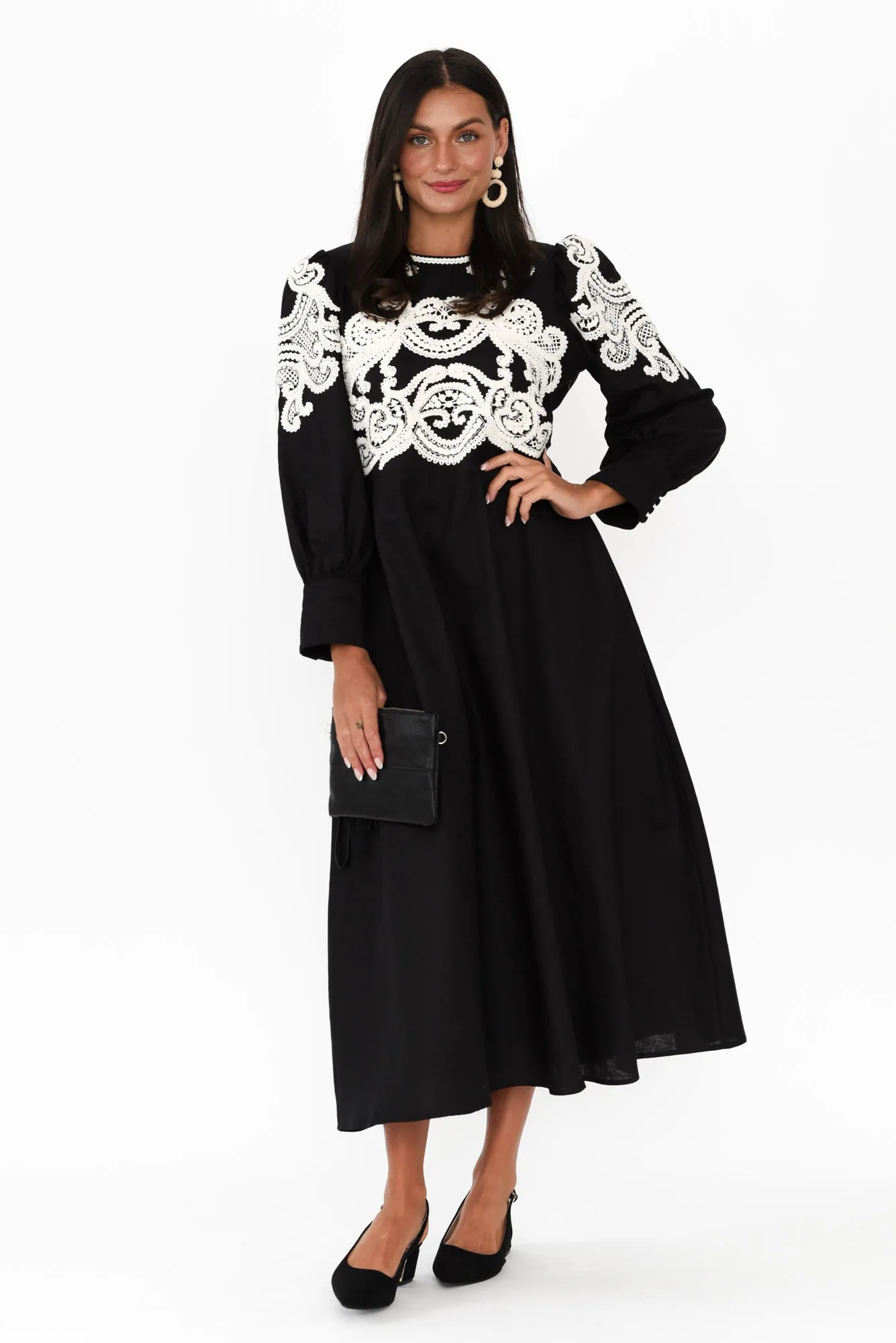 Danbury Black Embroidered Cotton Dress sold by Blue Bungalow product image thumbnail 2