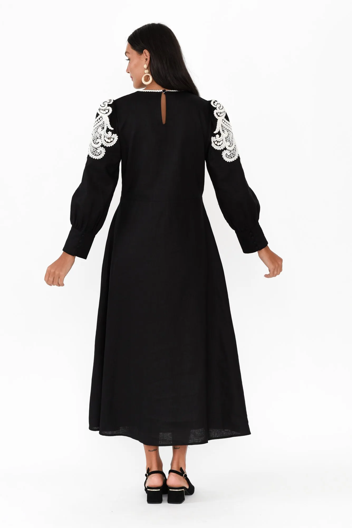 Danbury Black Embroidered Cotton Dress sold by Blue Bungalow product image thumbnail 4