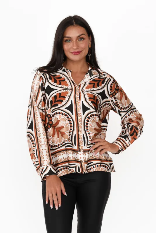 Studio Chocolate Abstract Collared Shirt sold by Blue Bungalow