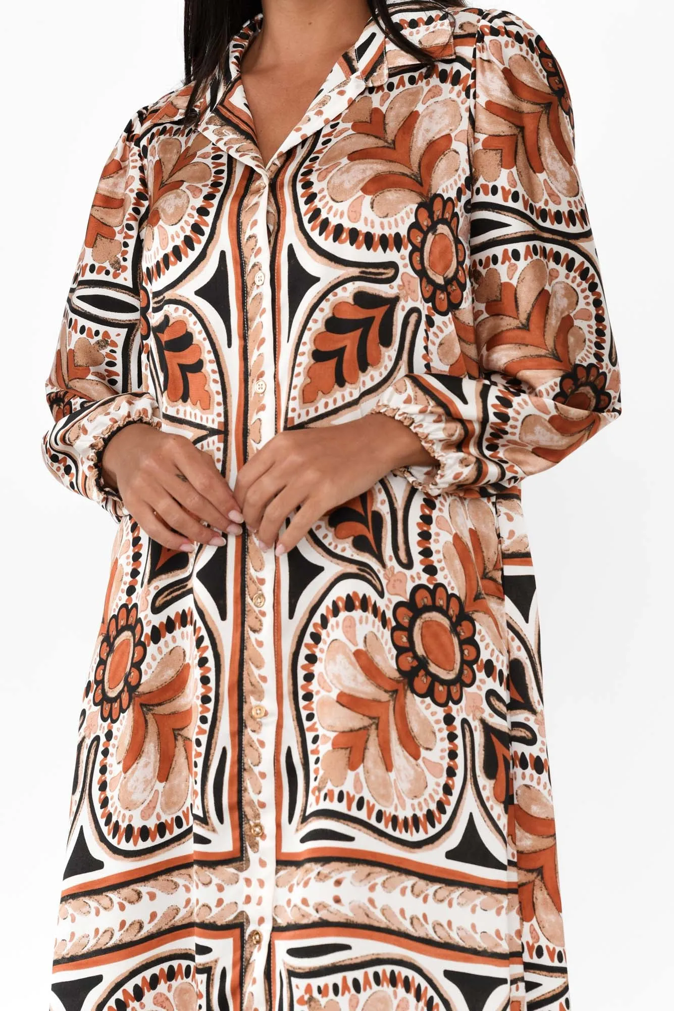 Brooklyn Chocolate Abstract Collared Dress sold by Blue Bungalow product image thumbnail 5