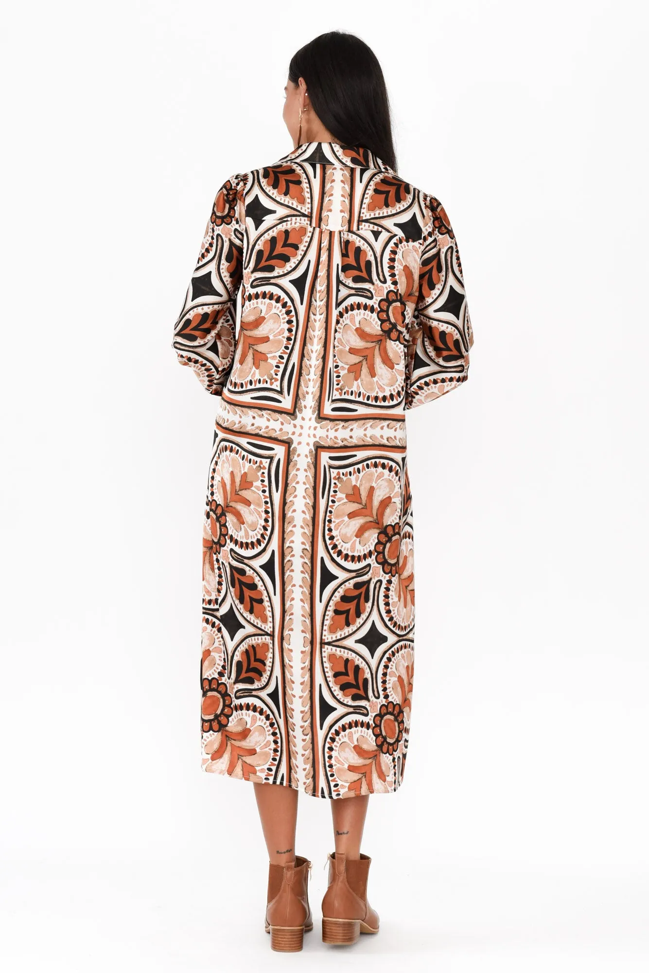 Brooklyn Chocolate Abstract Collared Dress sold by Blue Bungalow product image thumbnail 4