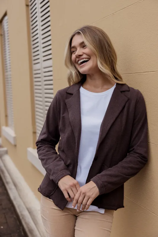 Elissa Brown Cotton Blazer sold by Blue Bungalow