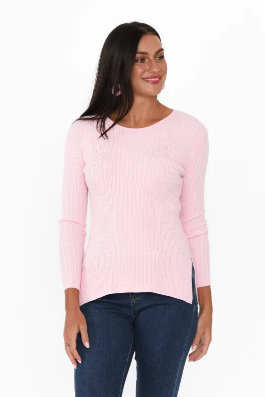 Glinda Pink Cable Knit Jumper sold by Blue Bungalow