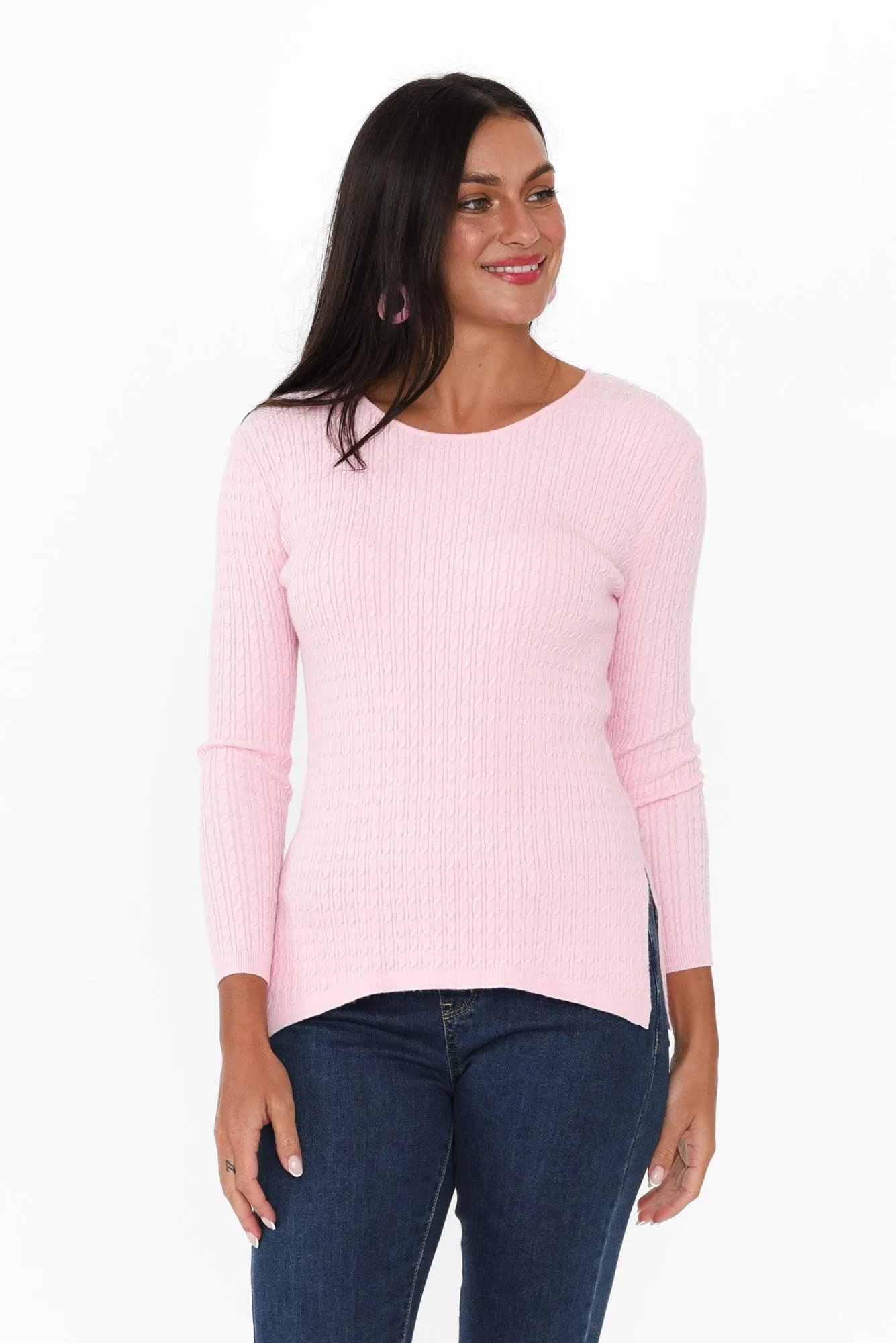 Glinda Pink Cable Knit Jumper sold by Blue Bungalow