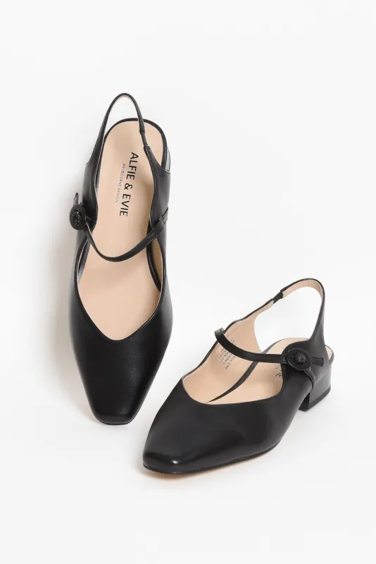 Gleam Black Leather Slingback Shoe sold by Blue Bungalow