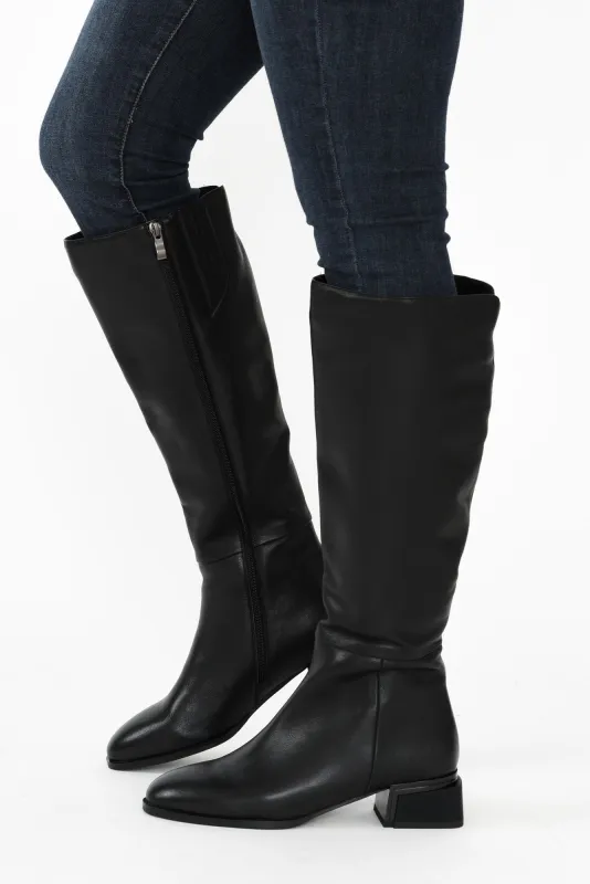 Hero Black Leather Knee Boot sold by Blue Bungalow