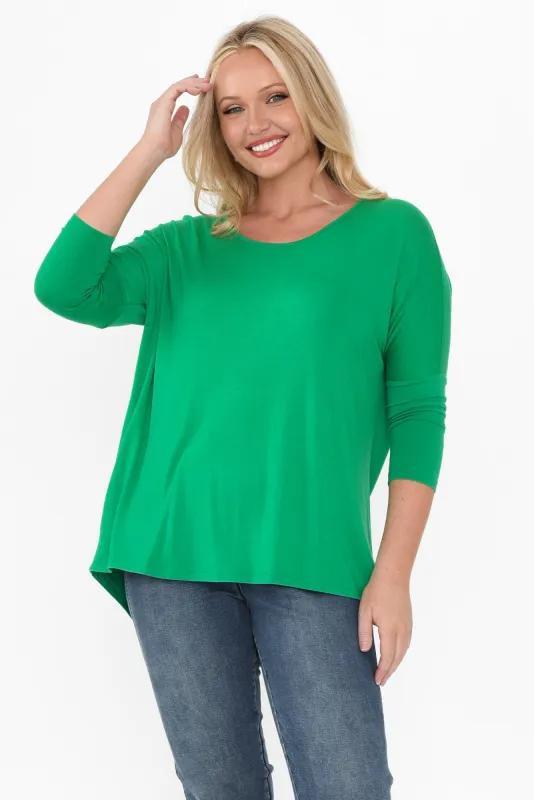 Deep Green Milan 3/4 Sleeve Top sold by Blue Bungalow