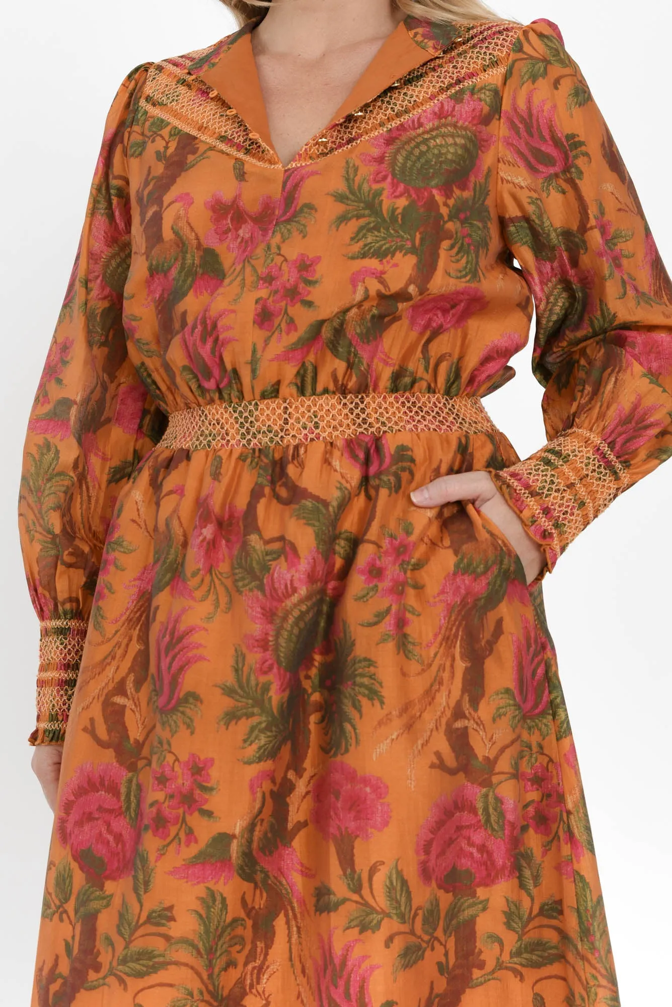 Panama Orange Floral Button Dress sold by Blue Bungalow product image thumbnail 5