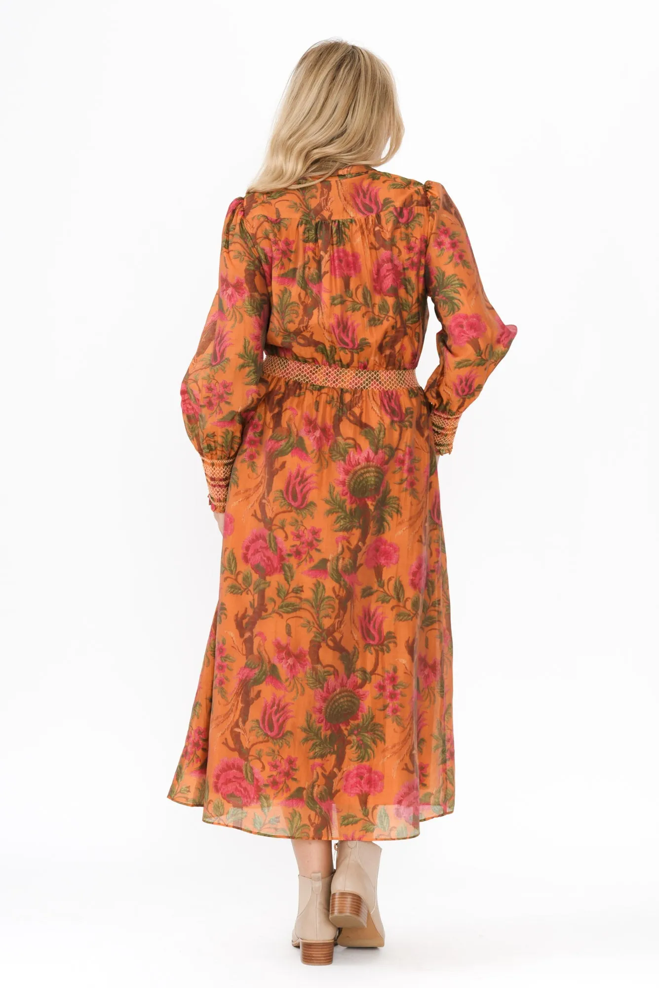 Panama Orange Floral Button Dress sold by Blue Bungalow product image thumbnail 4