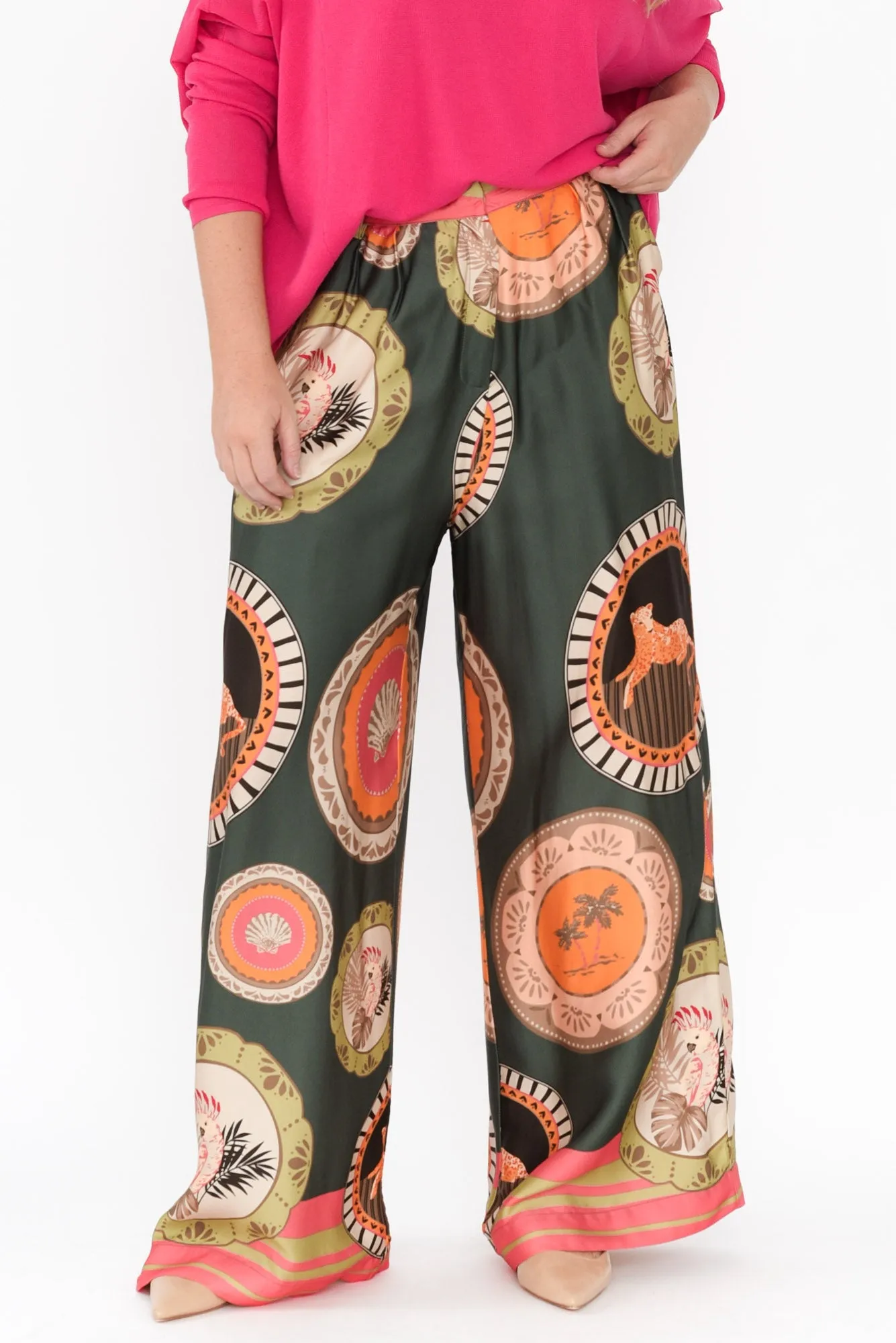 Ernst Teal Jungle Wide Leg Pants sold by Blue Bungalow