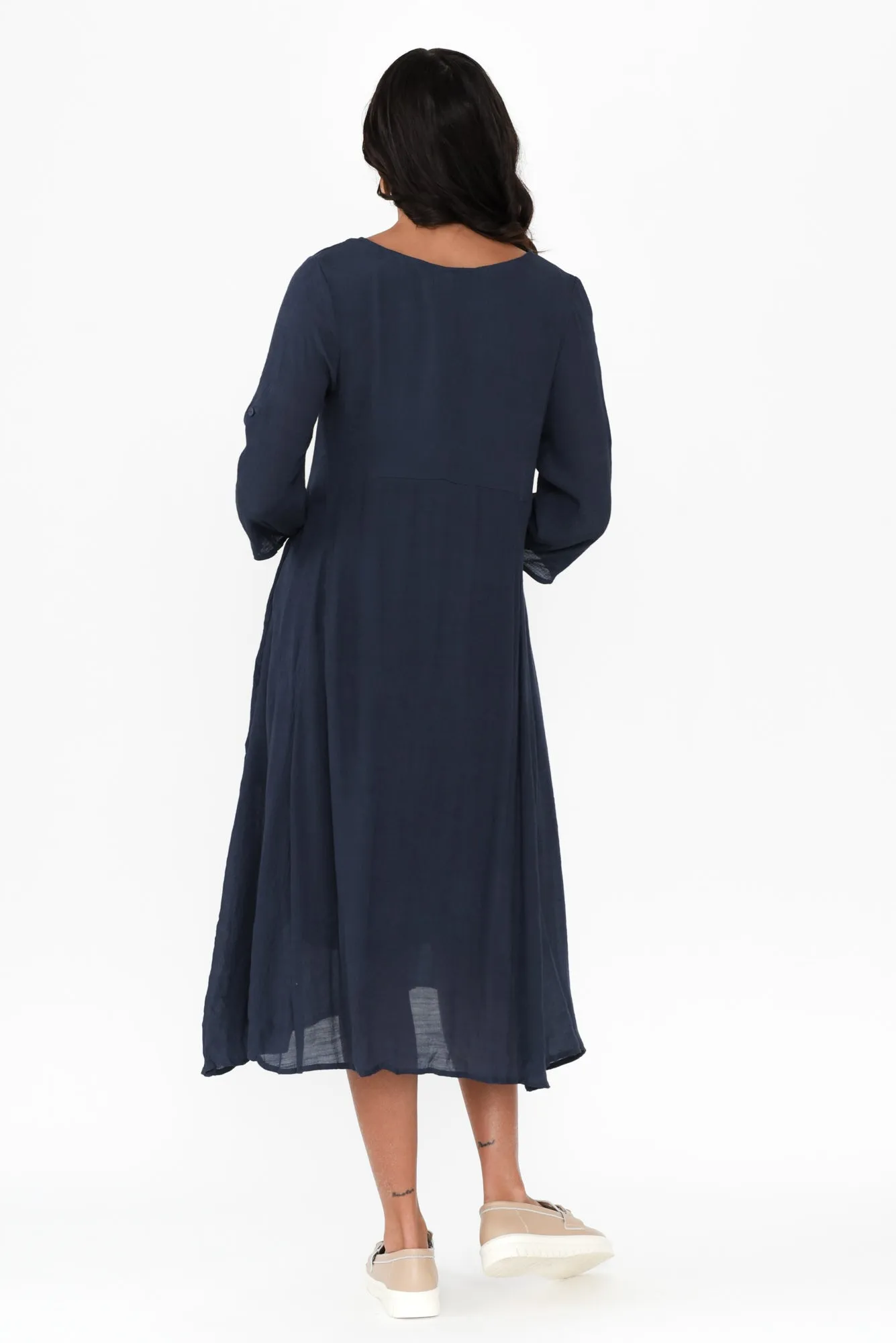 Sapporo Navy Cotton Blend Crescent Dress sold by Blue Bungalow product image thumbnail 4