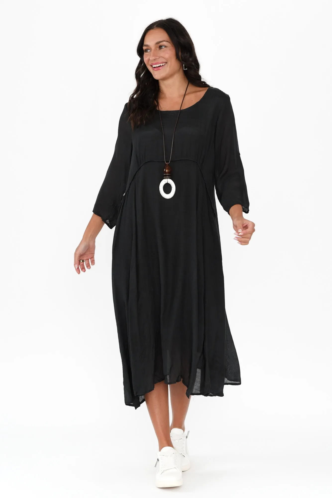 Sapporo Black Cotton Blend Crescent Dress sold by Blue Bungalow
