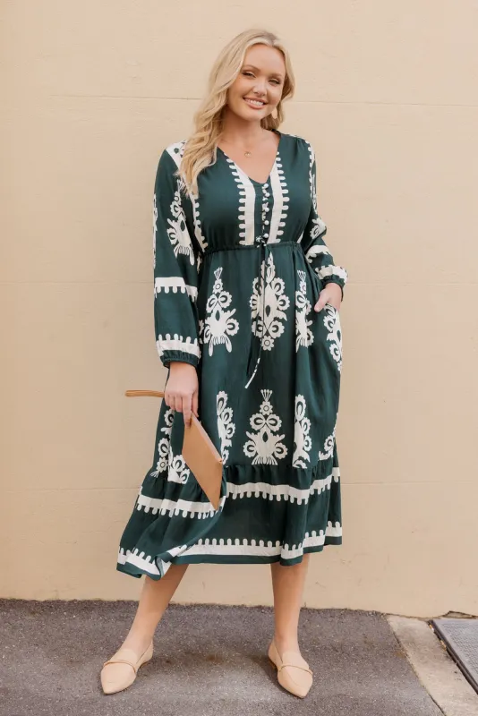 Javia Green Abstract Tie Dress sold by Blue Bungalow
