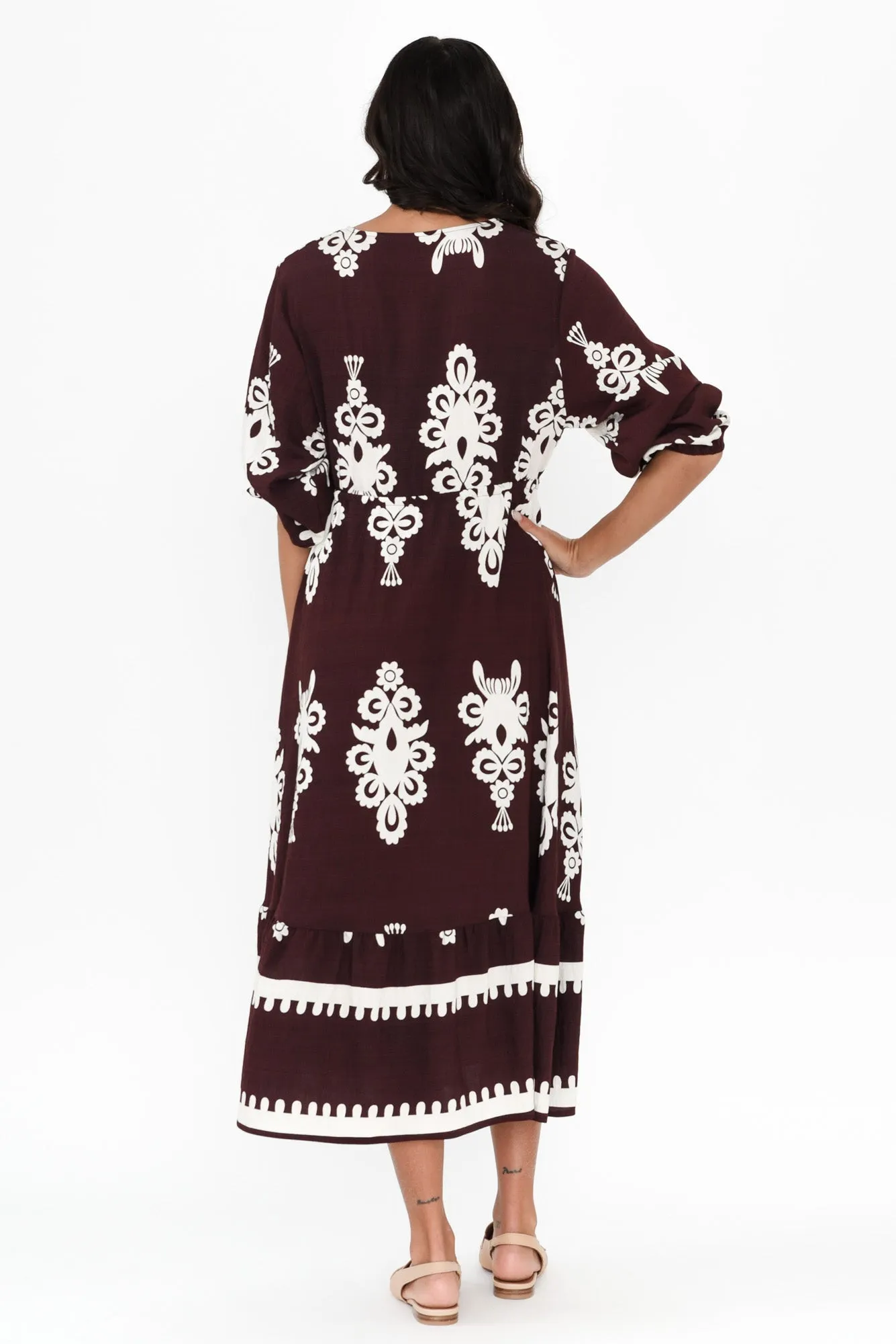 Javia Chocolate Abstract Tie Dress sold by Blue Bungalow product image thumbnail 5