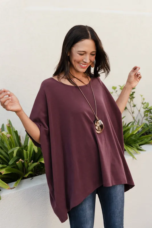 Atwood Burgundy Batwing Top sold by Blue Bungalow