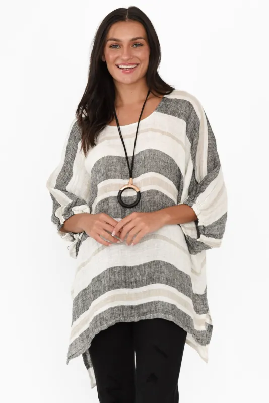 Nassau White Stripe Linen Top sold by Blue Bungalow