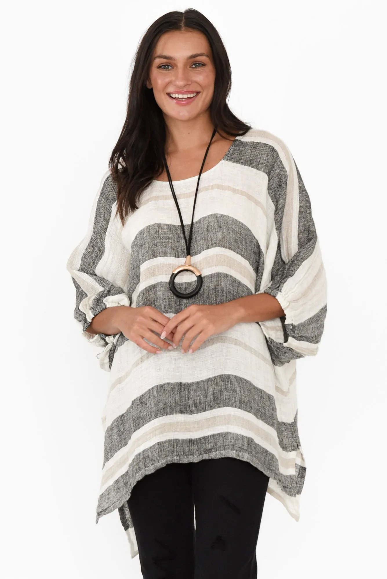 Nassau White Stripe Linen Top sold by Blue Bungalow