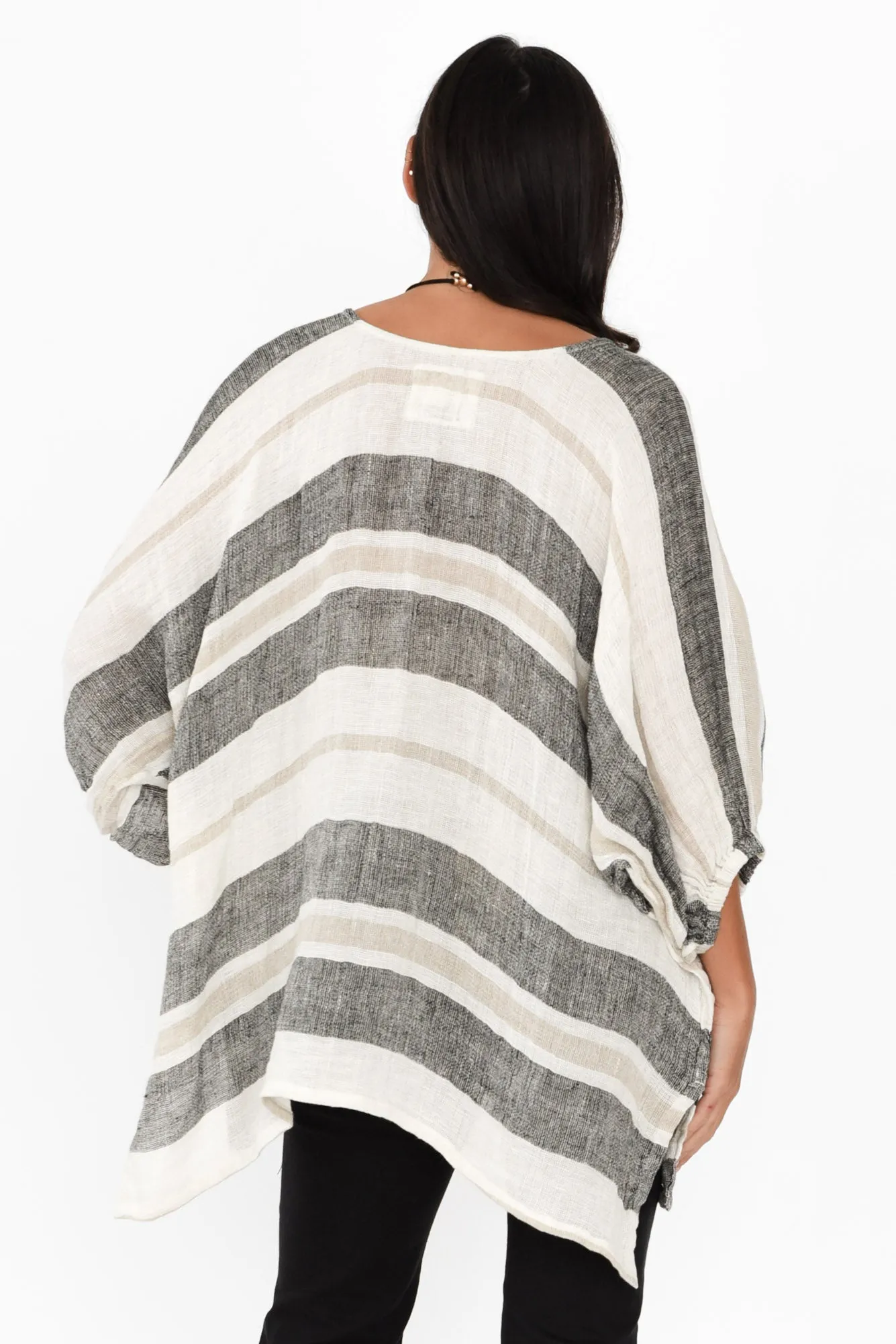 Nassau White Stripe Linen Top sold by Blue Bungalow product image thumbnail 4