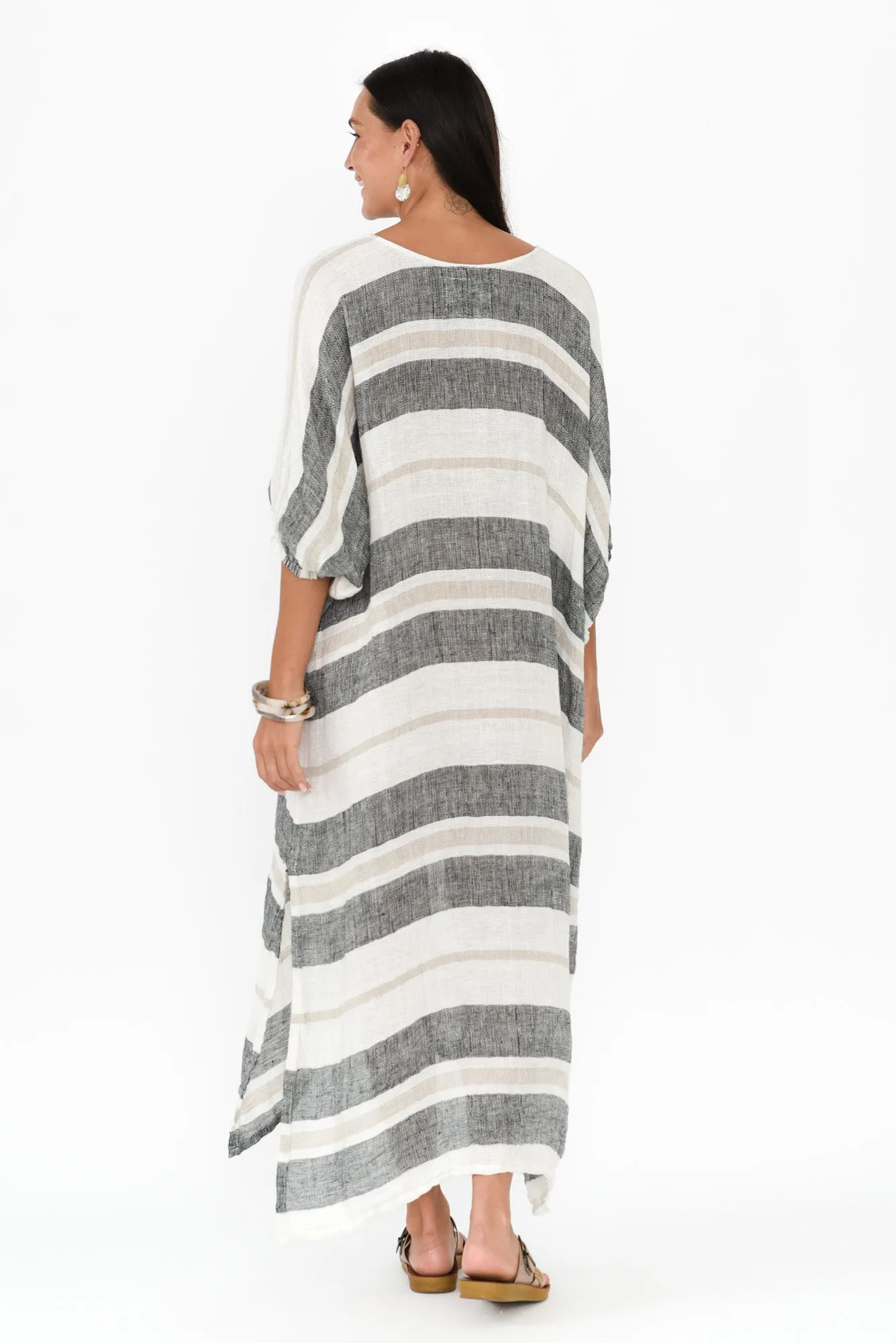Marcel White Stripe Linen Dress sold by Blue Bungalow product image thumbnail 4