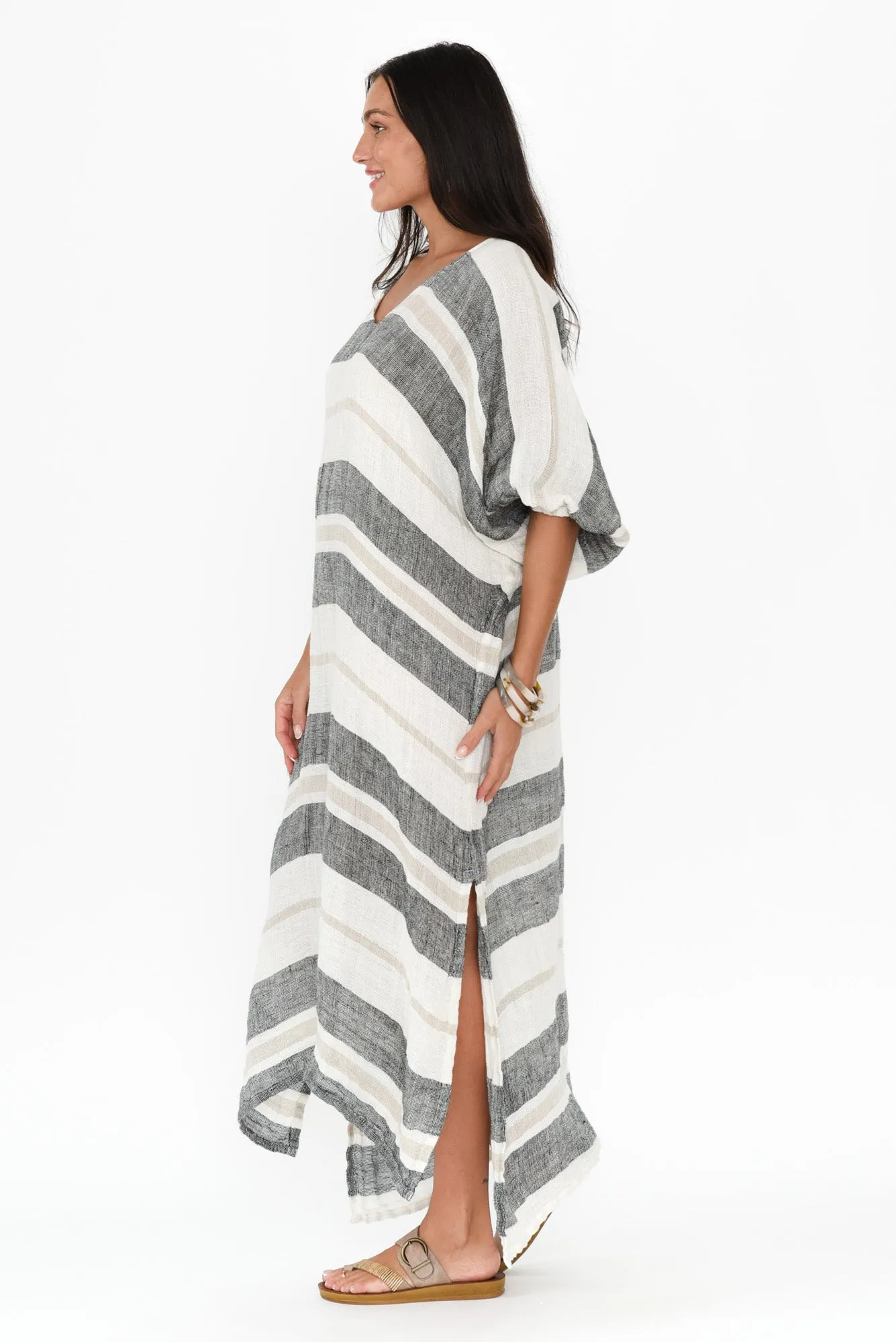 Marcel White Stripe Linen Dress sold by Blue Bungalow product image thumbnail 3