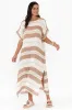 Galene Terracotta Stripe Linen Dress sold by Blue Bungalow