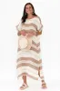 Galene Terracotta Stripe Linen Dress sold by Blue Bungalow