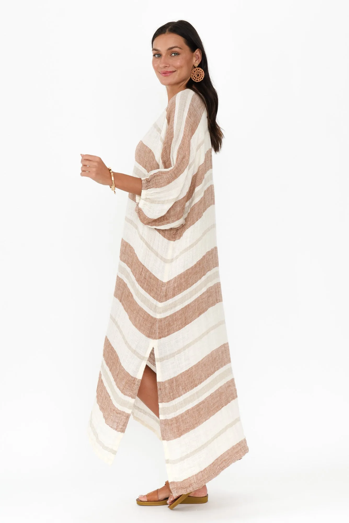 Marcel Terracotta Stripe Linen Dress sold by Blue Bungalow product image thumbnail 3